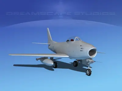North American F-86 Sabre Jet Bare Metal 3D model