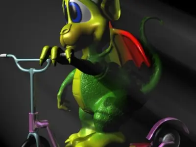 Cute Cartoon Dragon RIGGED Low-poly 3D model