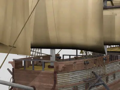 Historical French sail ship 3D model