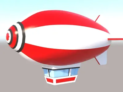 Low-poly zeppelin airship flying in sky Low-poly 3D model