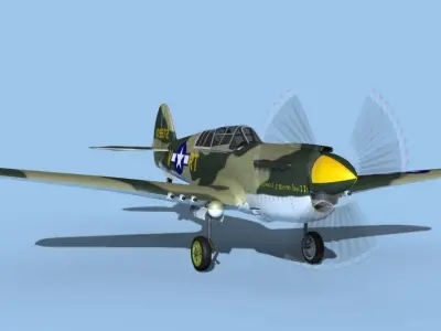 Curtiss P-40N Warhawk V04 USAAF 3D model