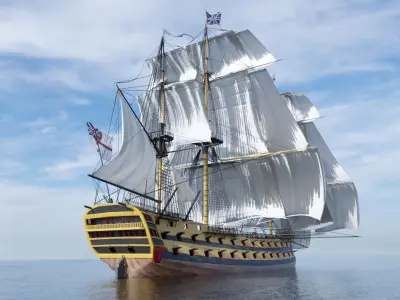 HMS Vanguard Sailing ship Low-poly 3D model