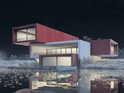 Modern Lake House 3D model