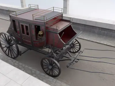 Historic Carriage Low-poly 3D model