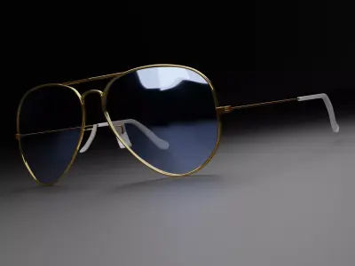 RayBan Aviator Gold sunglasses 3D model