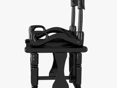African ethnic historic black wood chair 3D model