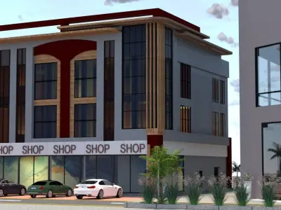 Elegant Commercial Building A16 DWG and SketchUp 3D model