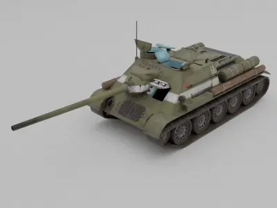 SU-100 Tank Destroyer Low-poly 3D model