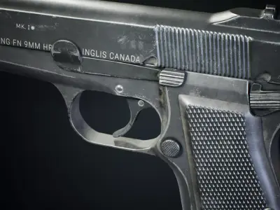 PBR - Browning HiPower Pistol - Game-Ready 3D Asset Low-poly 3D model