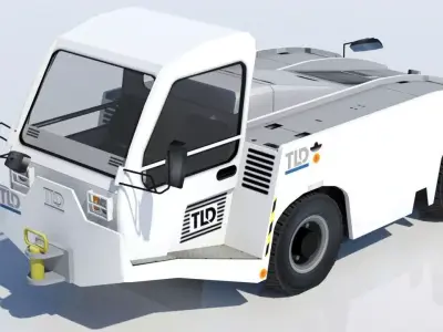 Medium Pushback Tractor Static Low Poly  Low-poly 3D model