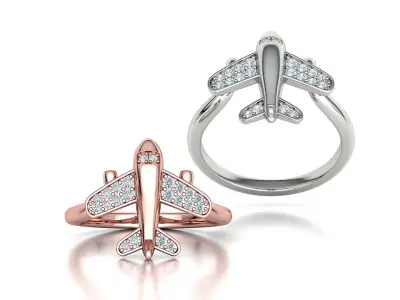 Airplane Diamond Ring 3dprint model Own design 3D print model