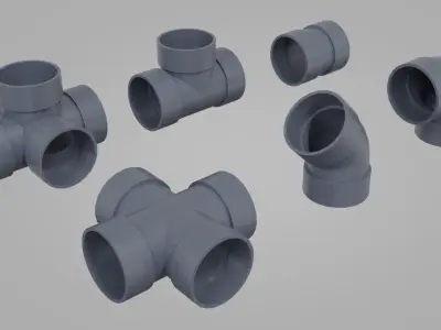 PVC Sanitary Pipes Low-poly 3D model