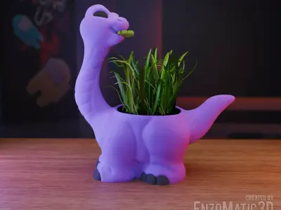 flower pot dinosaur planter pencil holder STL 3D print model