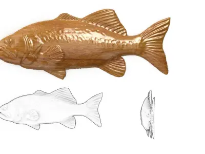 Fish 3d print 3d model stl obj largemouth bass 3D model