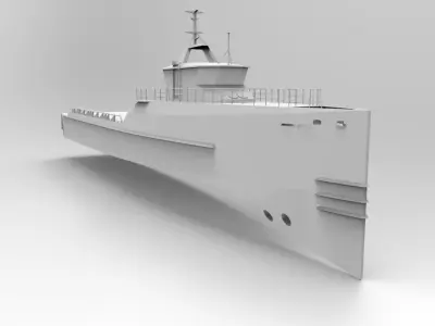 Supply boat Low-poly 3D model