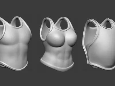 20 Low poly medieval fantasy body armor base mesh IMM brush 3D model