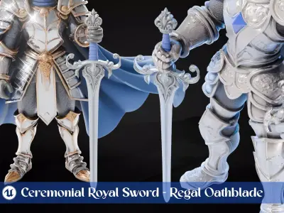 Stylized Sword - Ceremonial Royal Regal Oathblade - Game Ready 3D model