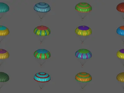 Airdrops parachute Low-poly 3D model