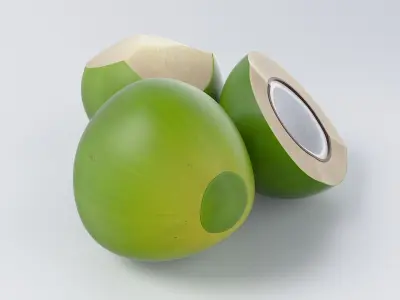 Cartoon Green Coconut Set 3D model