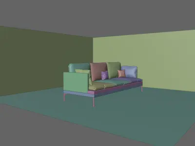 Realistic 3D Couch Sofa Model - High Quality PBR Furniture Asset Free 3D model