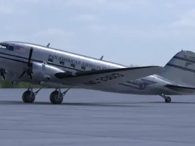 DC-3 Pan American Airways System PBR Low-poly 3D model