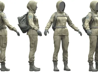 Female Hunting Outfit 2 Low-poly 3D model