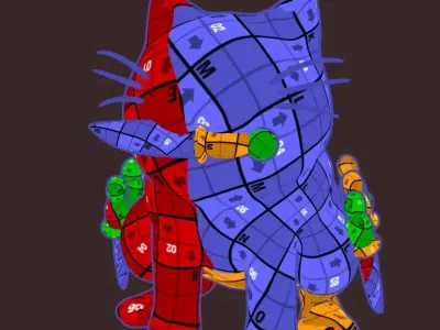 Cute Cat with knives 3D model