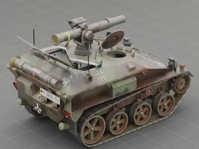 German Wiesel Tank with Tow Missile System and interiors Low-poly 3D model