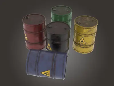 Metal Barrel Low-poly 3D model