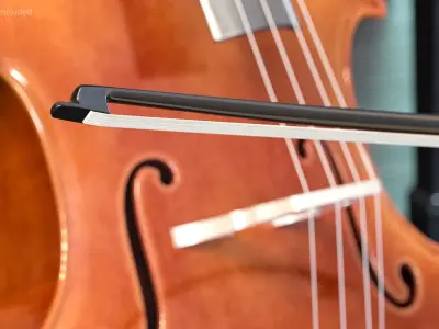 Cello Instrument with Bow 3D model