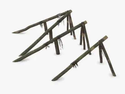 Log Ramps Obstacles WWII Low-poly 3D model