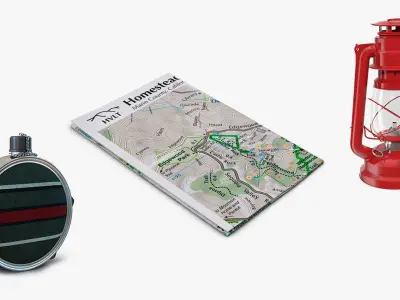Travel Retro Equipment Collection 3D model