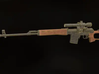 Dragunov sniper rifle  Low-poly 3D model
