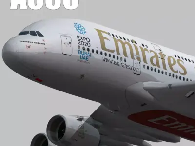 Airbus A380-8 Emirates airlines Expo 2020 livery Low-poly 3D model