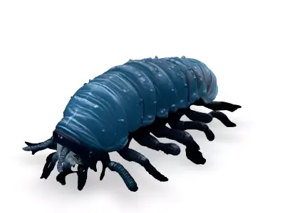 Bioluminescent Alien Worm 3D Model Low-poly 3D model