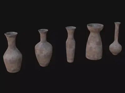 old Vases set 5 Low-poly 3D model