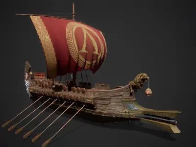 Trireme Low-poly 3D model