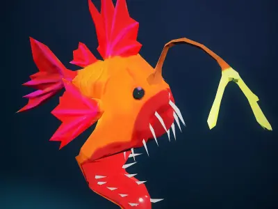 Stylized Anglerfish Free low-poly 3D model