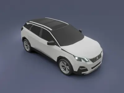 Peugeot 3008 low poly 3D model Low-poly 3D model