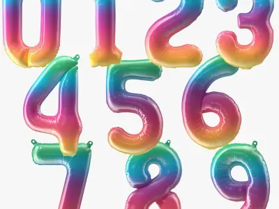Helium Number Balloons Collection 3D model