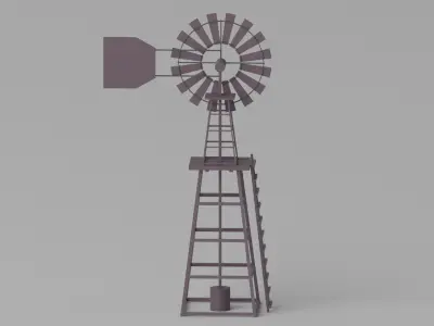 Cartoon Western Windmill 3D model