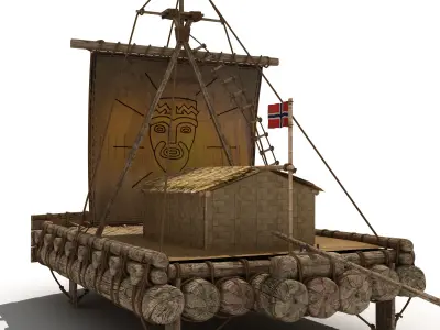 The Kon-Tiki Raft Low-poly 3D model