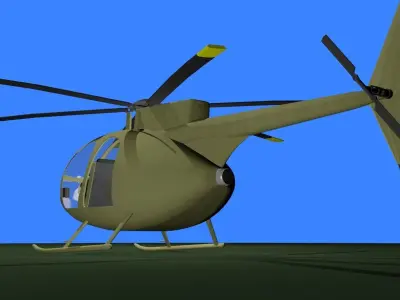 MH-6 military helicopter Low-poly 3D model
