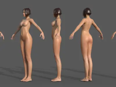 Character - Female Girl Customize Bundle Pack Low-poly 3D model