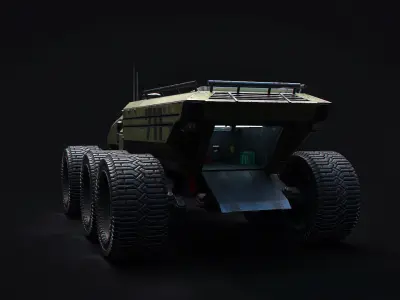 Technical Vehicle Green Source Files Attached 8K Textures Low-poly 3D model