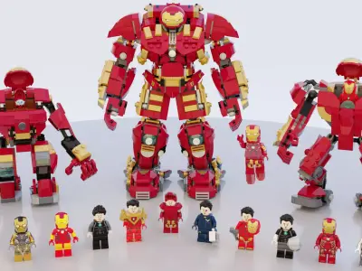 Lego Iron Man and HulkBuster big pack 3D model
