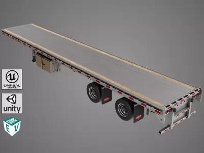 Flatbed Trailer 05 Heavy Truck All PBR Unity UE Textures Low-poly 3D model