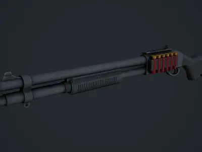 Remington 870 Low Poly Mobile Ready Low-poly 3D model