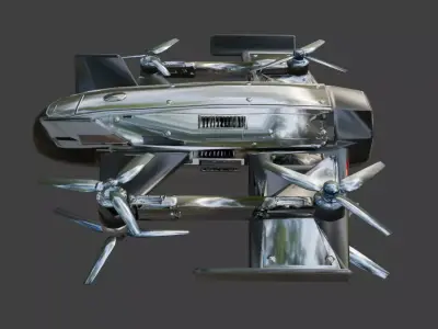 Futuristic Sci-Fi Drone Low Poly Game Ready Quadcopter 3D Model Low-poly 3D model