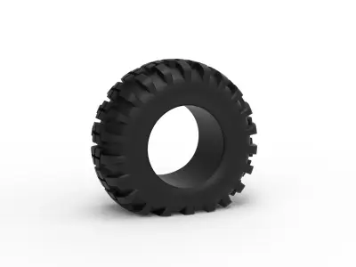 Offroad tire 4 deflated Scale 1 to 25 3D print model
